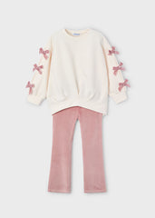 Mayoral 4725 Pink Bow jumper and Flare set