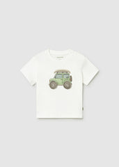 Mayoral 1011 Cream car t-shirt