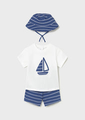 Mayoral 1666 Blue Short set and hat