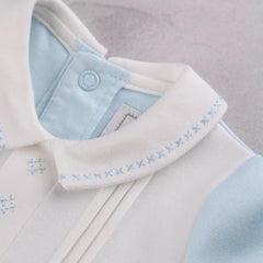 Emile et Rose Matthew Boys Blue White Front Babygrow