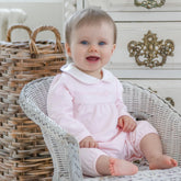 Emile et Rose Marie Girls Pink Embroidered Bow Babygrow