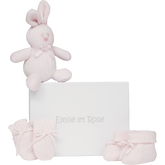 Emile et Rose Pink Kelsey knitted mitt bootie and toy set