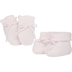 Emile et Rose Pink Kelsey knitted mitt bootie and toy set