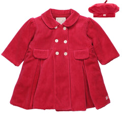 Emile et Rose Rosanna Red Velour padded coat and berry