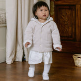 Emile et Rose Holland Stone PomPom Unisex Hooded Knit Jacket