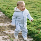 Emile et Rose Kai Boys Blue Knitted Hooded Jacket With Fur Trim