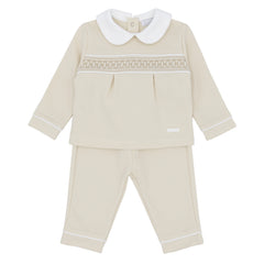 Amore AM0006 Boys Beige Smocked 2 Piece Set