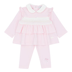 Amore AM0028 Girls Pink Smocked Tunic and Legging Set
