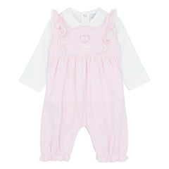Amore AM0036 Girls Pink Dungaree Set