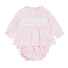 Amore AM0038 Girls Pink Smocked Jam Pant Set