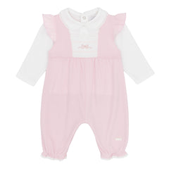 Amore 0116 Girls Pink Smocked Dungaree Set