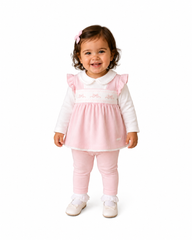 Amore 0119 Girls Pink Smocked Tunic and Legging