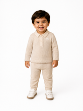 Amore 0131 Boys Beige Knitted Polo Set