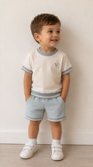 Visara Blue and White Short set