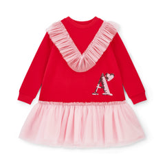 Adee Lacey Red Sweat Tulle Dress