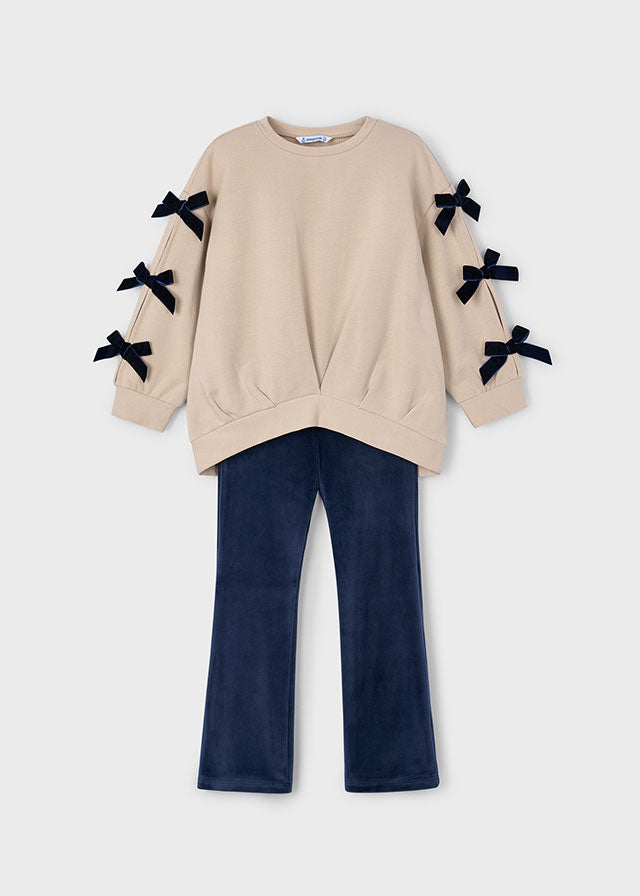 Mayoral 4725 Navy Bow jumper and Flare set