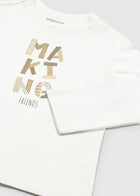 Mayoral 108 Cream Long Sleeve T-shirt