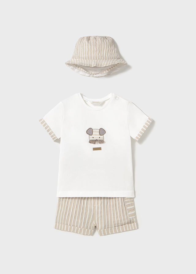 Mayoral 1201 natural short set with hat