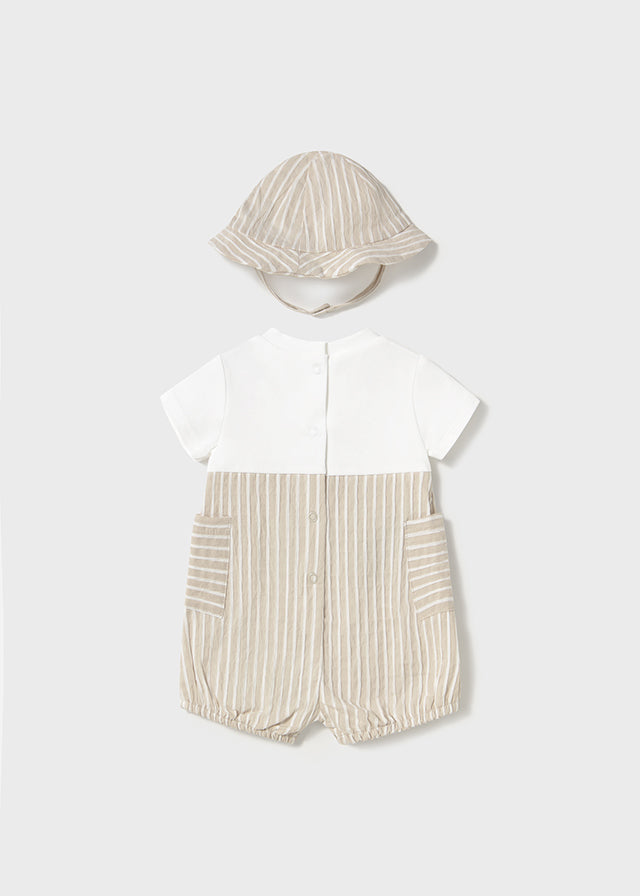 Mayoral 1602 natural romper with hat