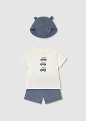 Mayoral 1651 blue short set with hat