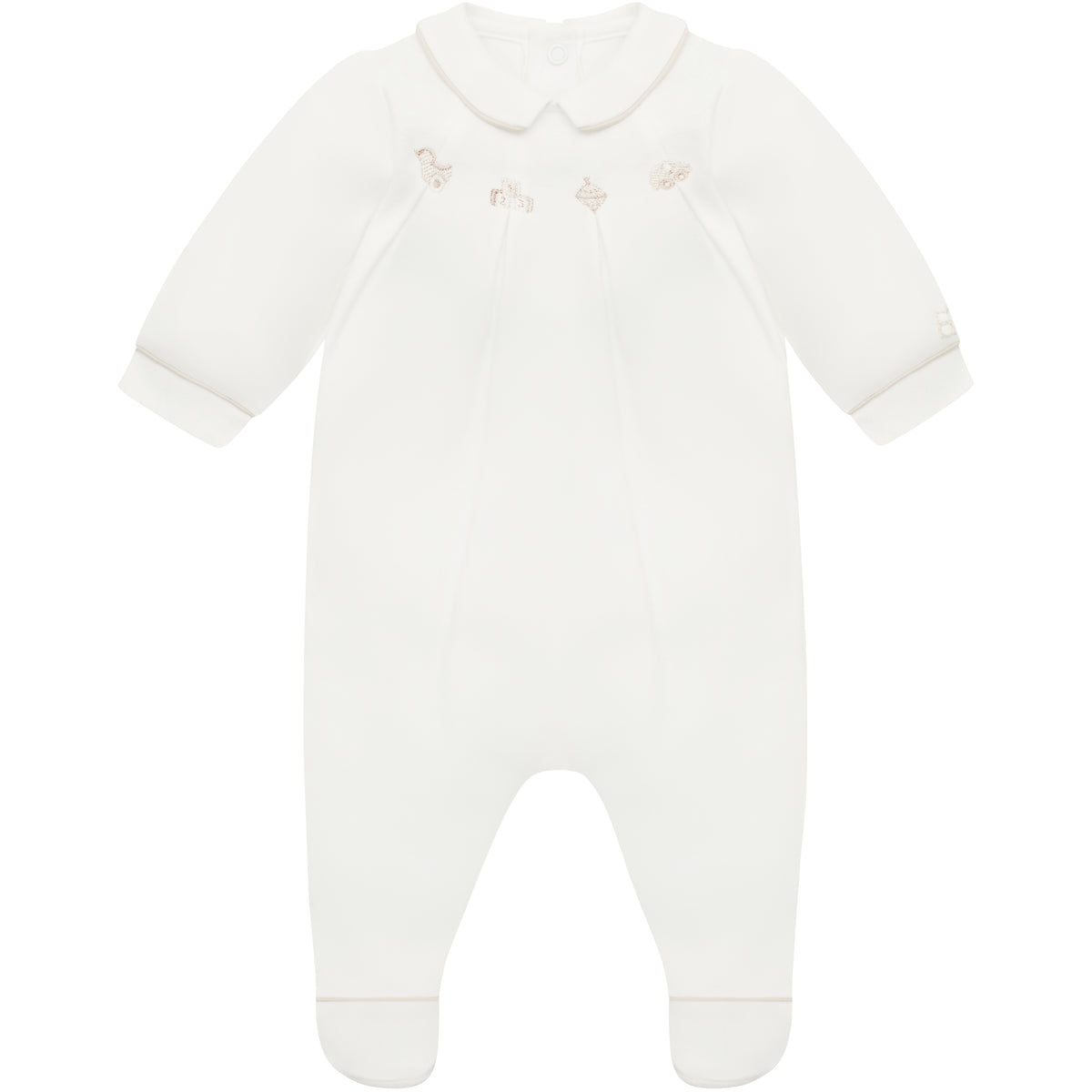 Emile et Rose Lenny white/stone baby grow