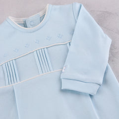 Emile et Rose Miller Boys Blue Pleated Babygrow and Hat