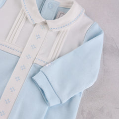 Emile et Rose Matthew Boys Blue White Front Babygrow