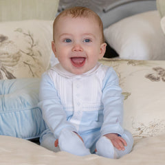 Emile et Rose Matthew Boys Blue White Front Babygrow