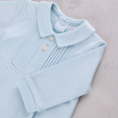 Emile et Rose Michael Boys Blue Pleated Babygrow & Hat