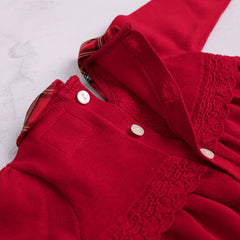 Emile et Rose Kesia Girls Red Tartan Detail Knitted Dress with Tights