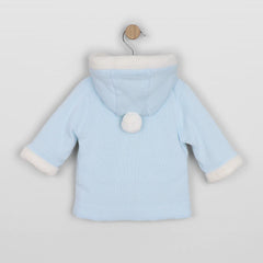 Emile et Rose Kai Boys Blue Knitted Hooded Jacket With Fur Trim