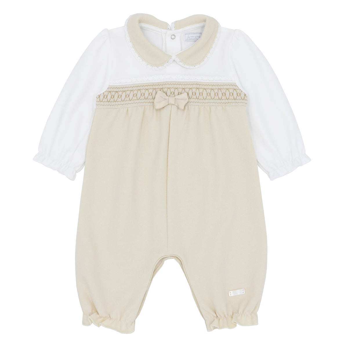 Amore AM0003 Girls Beige Smocked Romper
