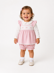 Amore 0118 Girls Pink Smocked Jam Pant Set