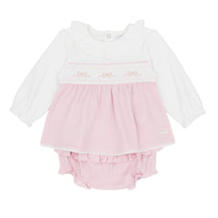Amore 0118 Girls Pink Smocked Jam Pant Set