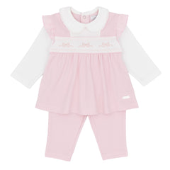 Amore 0119 Girls Pink Smocked Tunic and Legging