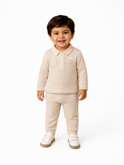 Amore 0131 Boys Beige Knitted Polo Set