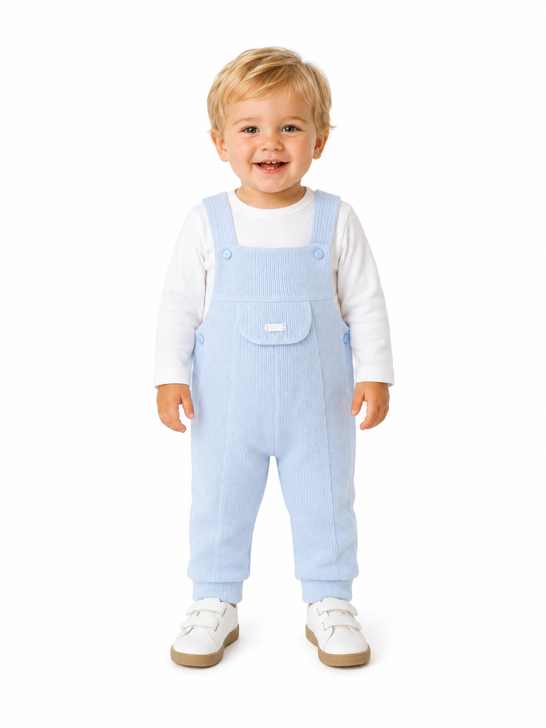 Amore 0132 Boys Blue Knitted Dungaree Set