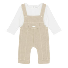 Amore 0132 Boys Beige Knitted Dungaree Set