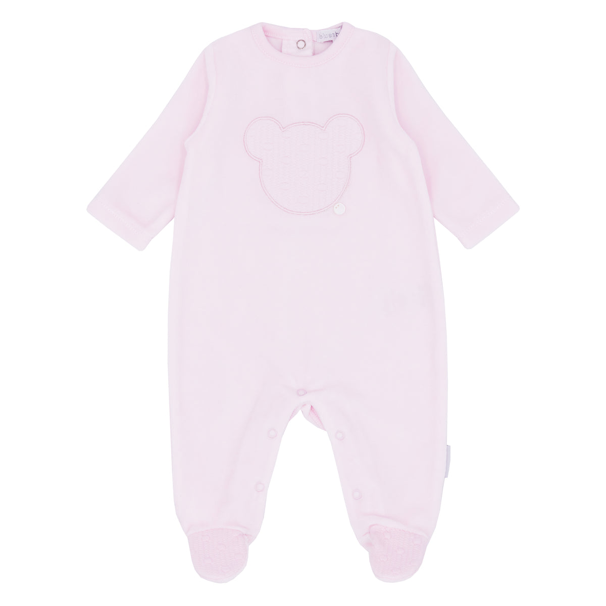 Blues Baby 1118 Pink velour sleepsuit with bear