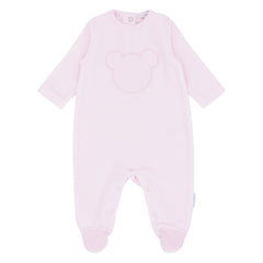 Blues Baby 1118 Pink velour sleepsuit with bear