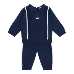 Blues Baby 3131N Boys Navy Knitted Two Piece Set