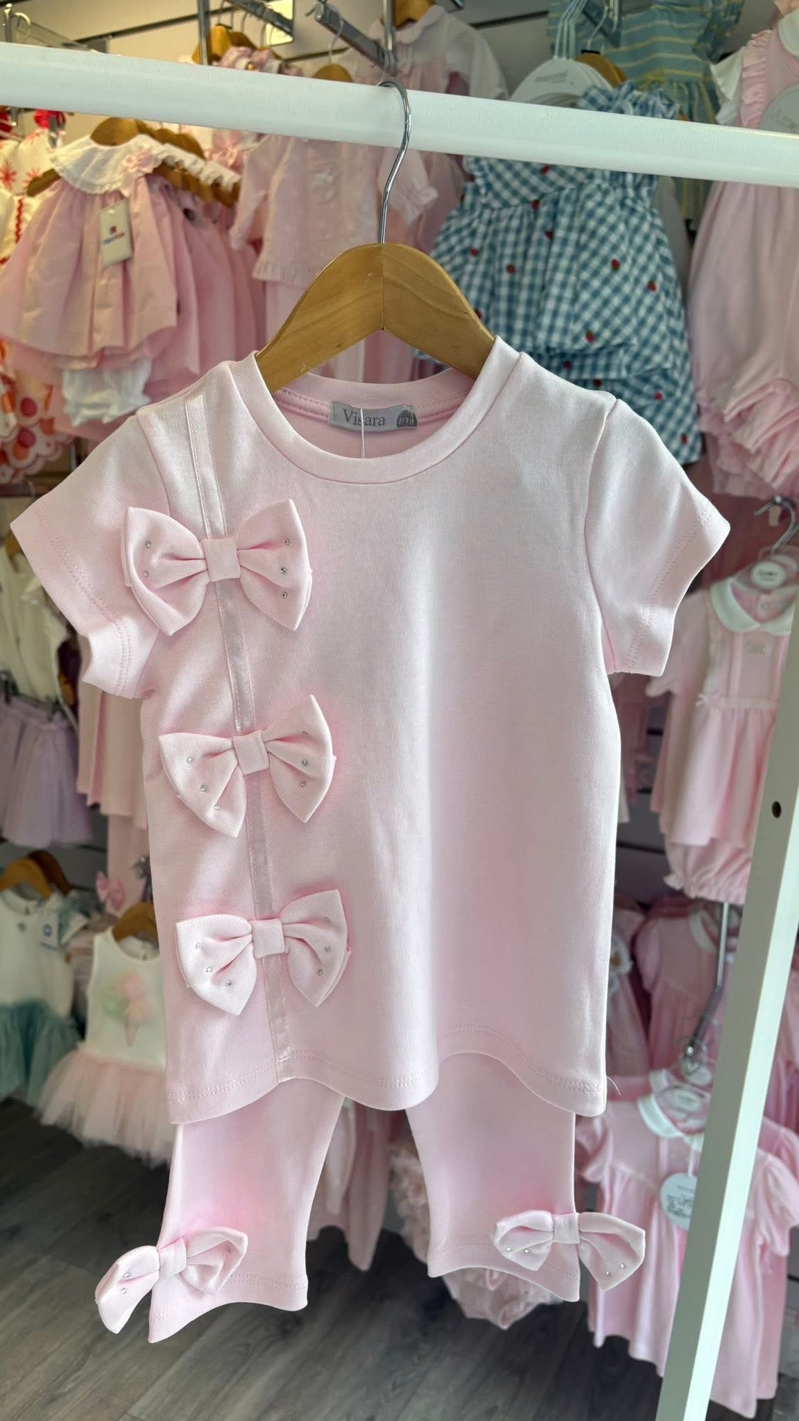 Visara pink bows legging set