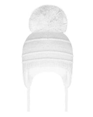 Pom Pom Buddy White Hat with ties