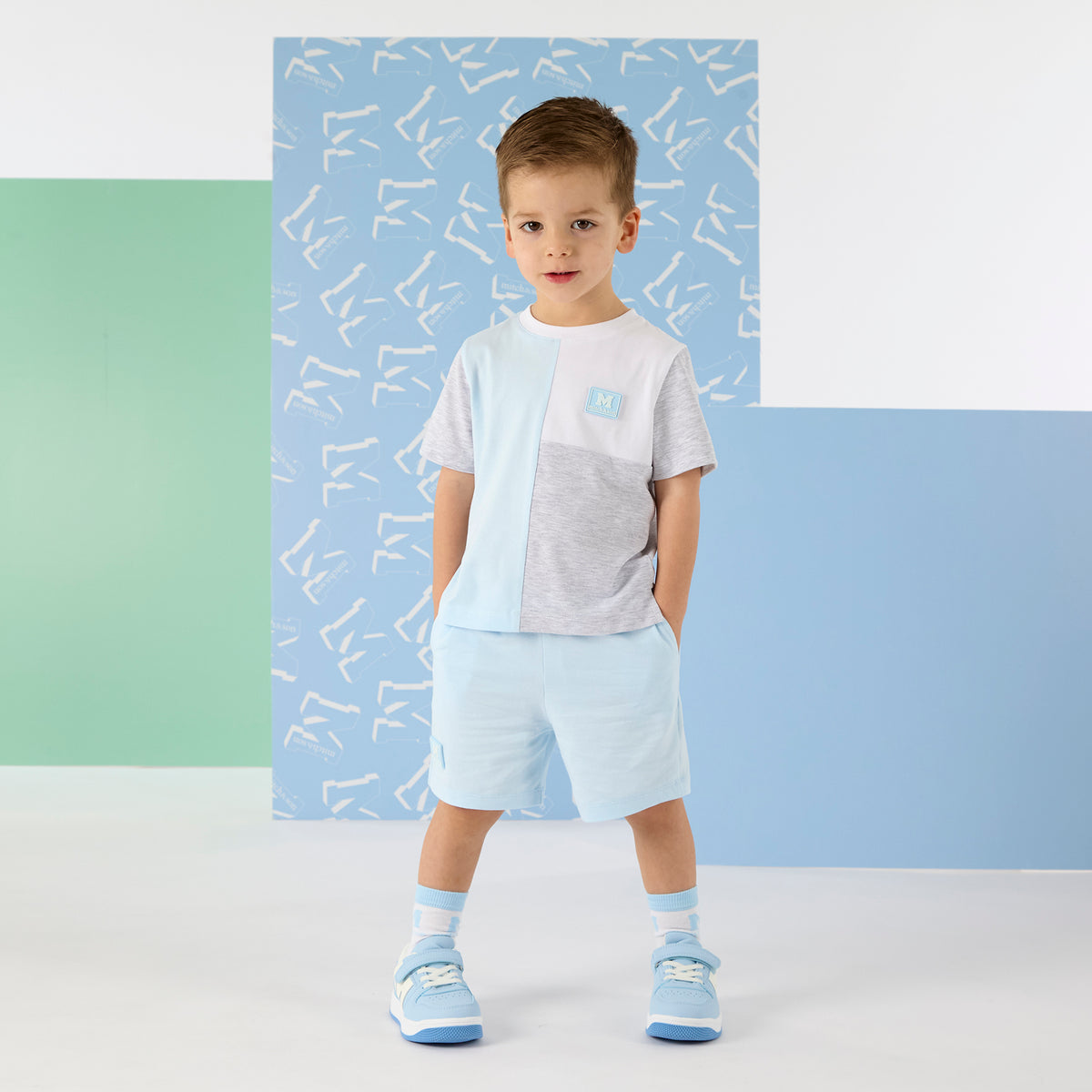 Mitch and son Otto Blue Short set