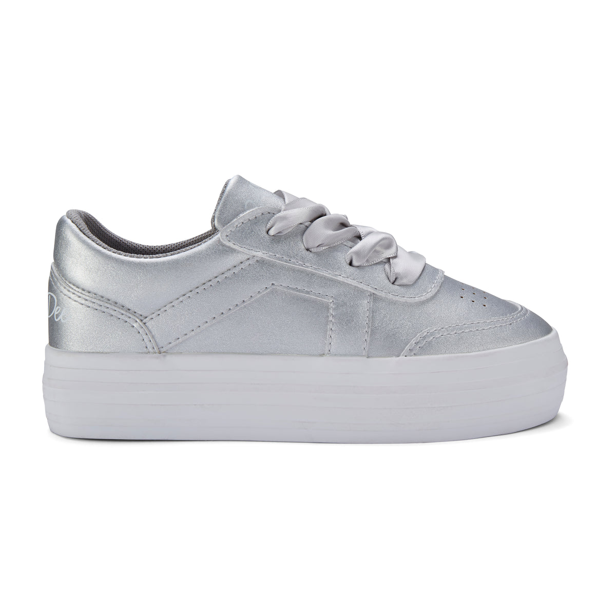 Adee Patty Silver Platform trainer with ribbon laces