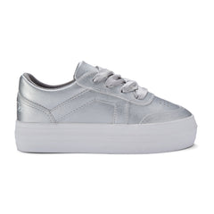 Adee Patty Silver Platform trainer with ribbon laces