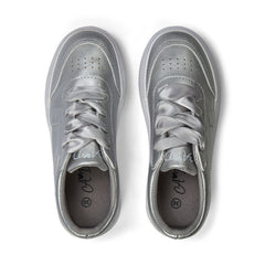Adee Patty Silver Platform trainer with ribbon laces
