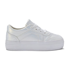 Adee Patty White Platform trainer with ribbon laces