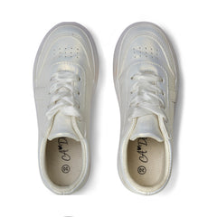 Adee Patty White Platform trainer with ribbon laces