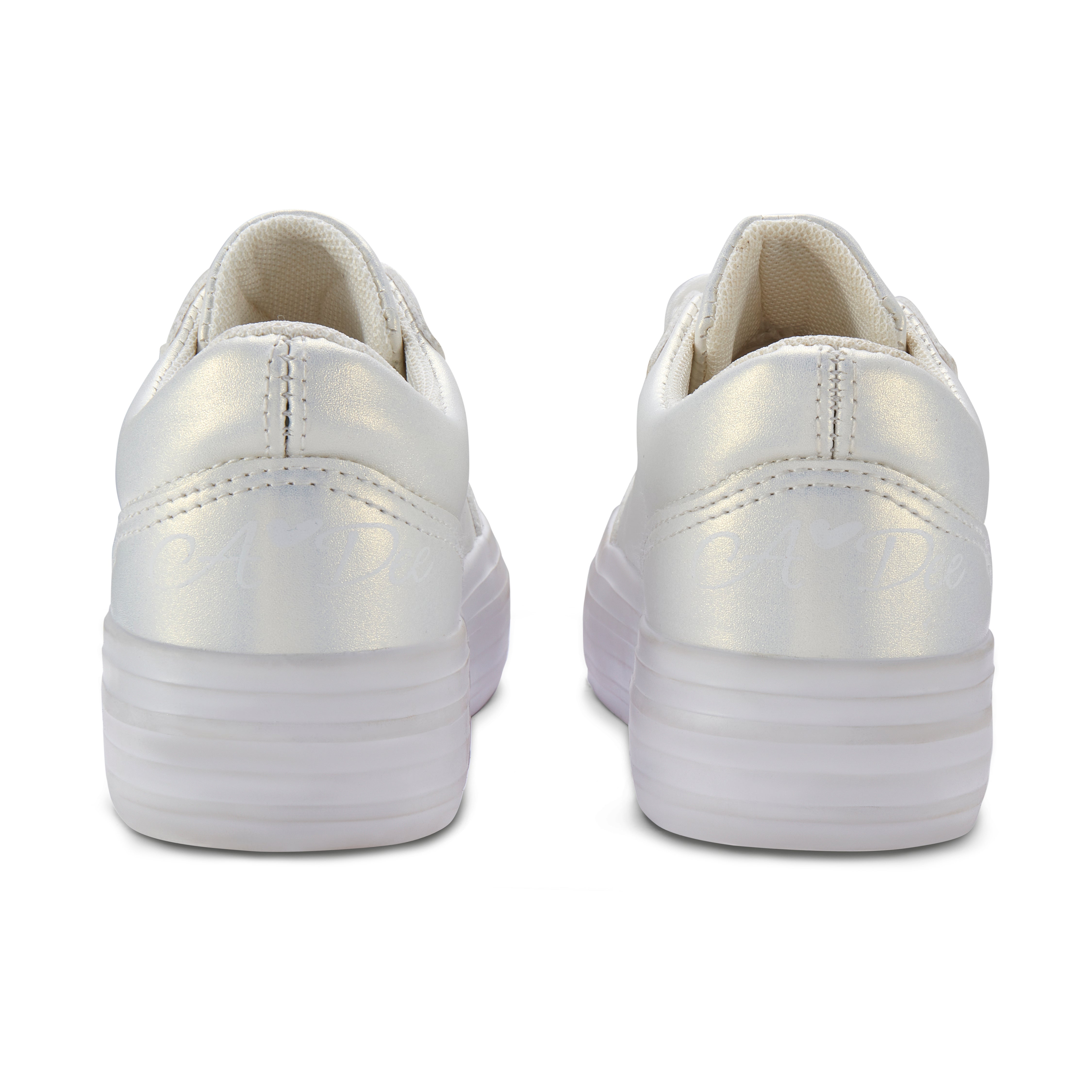 Adee Patty White Platform trainer with ribbon laces